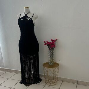 Elegant Black Fringe Dress